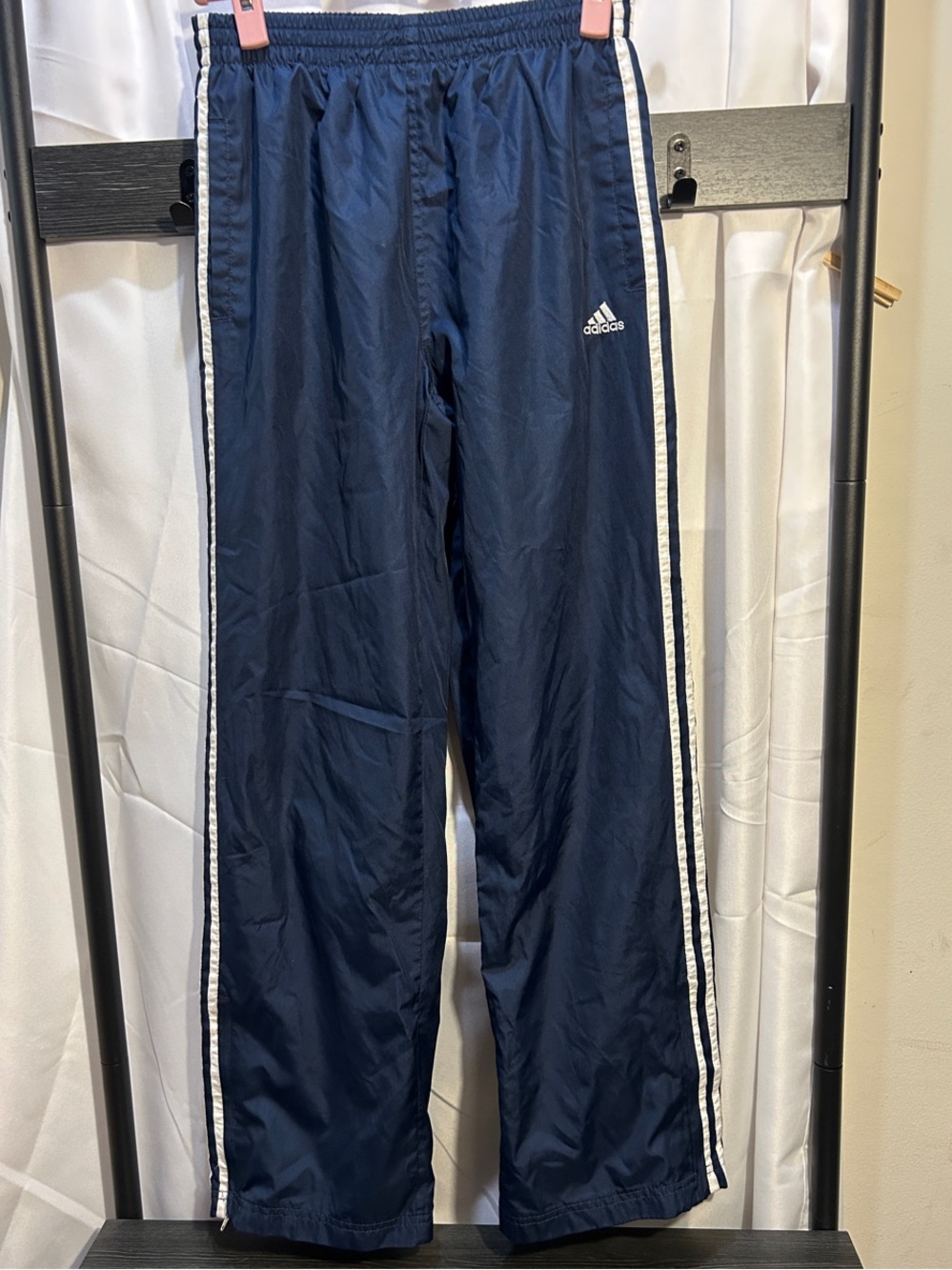 adidas Navy Blue Track Pants with White Stripes